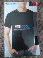 NEW 32 Degrees Cool Men’s 3 Pack Short Sleeve Crew Neck black Large M
