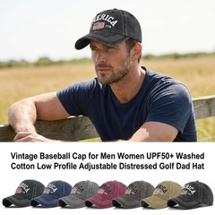 Men’s American Flag Patriot Baseball Cap Unisex Retro Washed USA Dad Hat Adju…