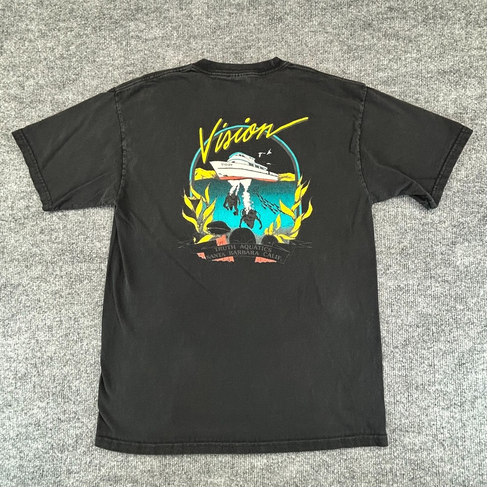 VINTAGE Santa Barbara Shirt Mens Medium Boat Scuba Diving Vision Ocean 90s Y2K