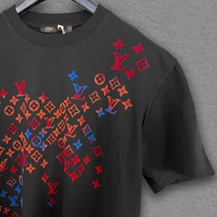 LV Black T-shirt with Velvet Colourful Spread Mono – Size 2XL – Tariff Paid