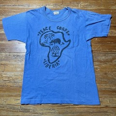 Vintage 70s Liberia Shirt Peace Corps Pocket Size 36 Stencil 60s Military Africa