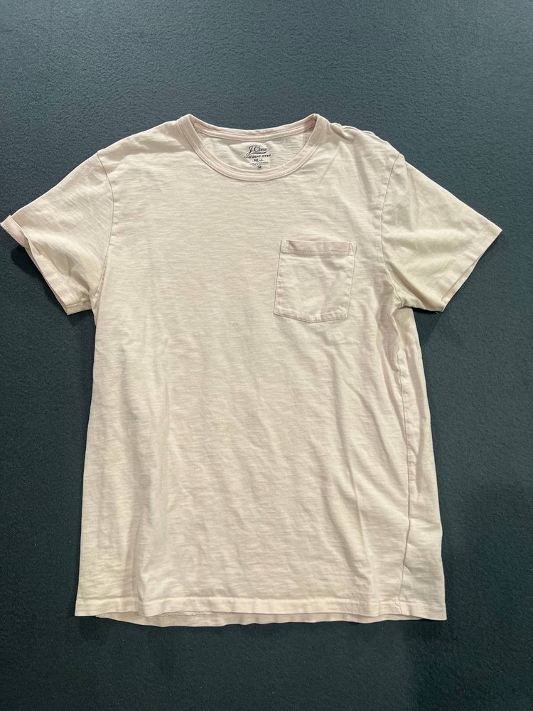 J. Crew T-Shirt Broken-In White 100% Cotton Pocket Casual Everyda Soft M A008968