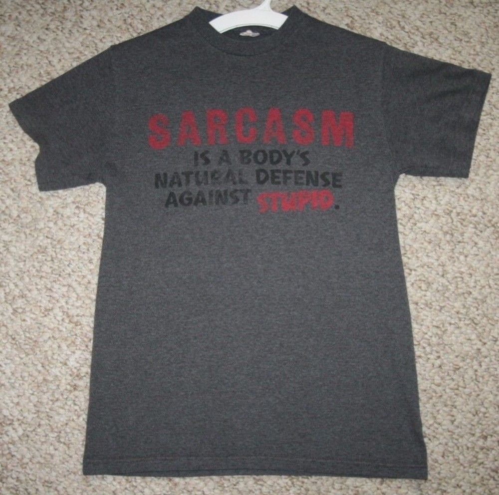 Small Sarcasm Crewneck Tee T-Shirt Delta Pro Weight Solid Graphic Cotton 1488