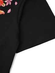Niepce Men’s Floral Koi Fish Embroidery Tee Japanese Streetwear T-Shirt
