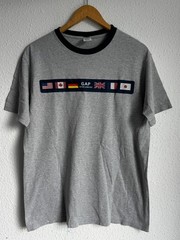 Vintage 90s GAP Worldwide “Flags” Ringer T-Shirt – Made in USA –