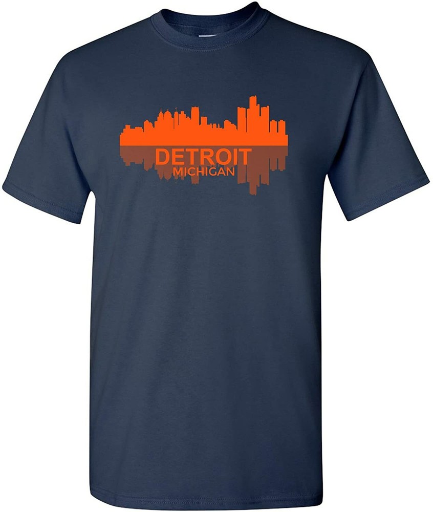 Detroit Michigan Skyline – Classic City Sports Team Pride T Shirt – Navy