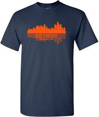 Detroit Michigan Skyline – Classic City Sports Team Pride T Shirt – Navy