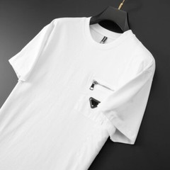 New Fashion Trend Embroidered Zip Pocket Short Sleeve Luxury Summer Men T-Shirt