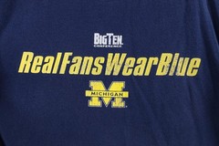 Vintage 90s Y2K Mens XL Sun Faded University of Michigan Football T-Shirt Blue