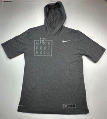 Nike Athletic Cut Logo Short Sleeve Pullover Hoodie Gray M