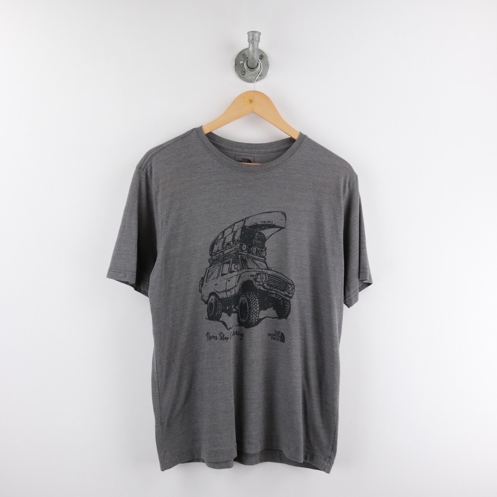 The North Face Mens T-Shirt L Grey Slim Fit Logo Printed Large