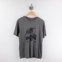 The North Face Mens T-Shirt L Grey Slim Fit Logo Printed Large