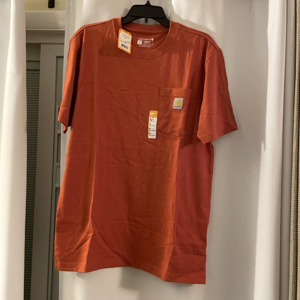 Carhartt Men’s Loose Fit Short Sleeve Pocket T-Shirt Rust Heather K87 Size S NWT