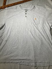 Carhartt Shirt Mens 4XL XXXXL Gray Loose Fit Henley Normcore Logo Tee Work Wear