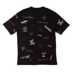 SELF MADE SCREEN PRINT AND EMBROIDERY T SHIRT-BLACK.