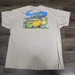 Gildan Mens XL T-Shirt Tan Frog Follies 2017 Car Show Graphic Hot Rod Ribit
