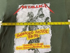 Metallica Shirt Mens Medium Green Damaged Justice 88-89 Tulsa Concert Tour Rock