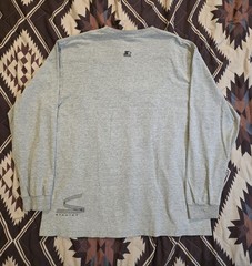 Vtg 90s Starter Logo Print Long Sleeve T Shirt Double Sided Gray Mens Size Large