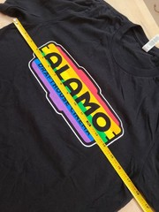 ALAMO DRAFTHOUSE CINEMA poly/cotton RAINBOW Pride black t-shirt SZ Medium NWOT
