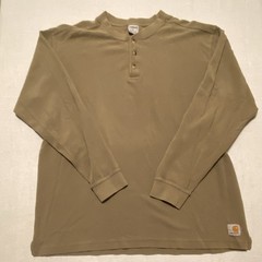 Carhartt Men’s L Tan Long Sleeve Henley Cotton Knit T-Shirt K200LDN