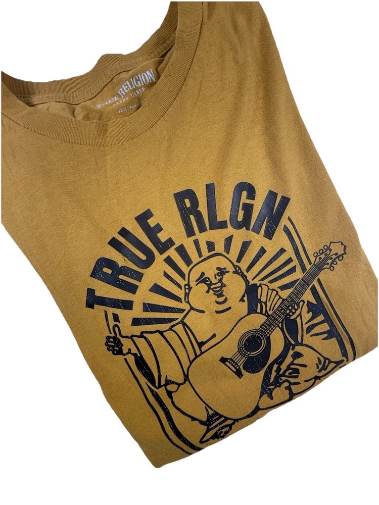 True Religion Men’s Size Large Antique Gold Arch Logo Crew Neck Tee