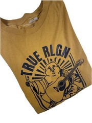 True Religion Men’s Size Large Antique Gold Arch Logo Crew Neck Tee