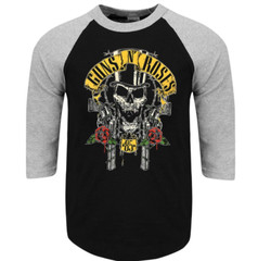 Guns N Roses 85 Hard Rock Band Shirt RAGLAN 3/4 SLEEVE (Multiple Variations)