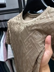 New Men’s Jacquard T-Shirt Casual Short Sleeve Round Neck Breathable Fashion TOP
