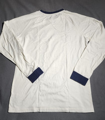 RVCA T-Shirt Men Medium Off White Blue Crew Neck Long Sleeve Tee Logo Pull Over
