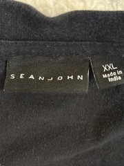 Sean John T-shirt Mens 2XL Black Snakeskin Sequin Sj Logo Graphic Straight Hem