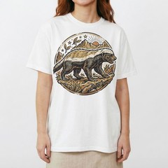Honey Badger Fearless Wild Animal Mountain Vintage Badge t-shirt Nature Tee