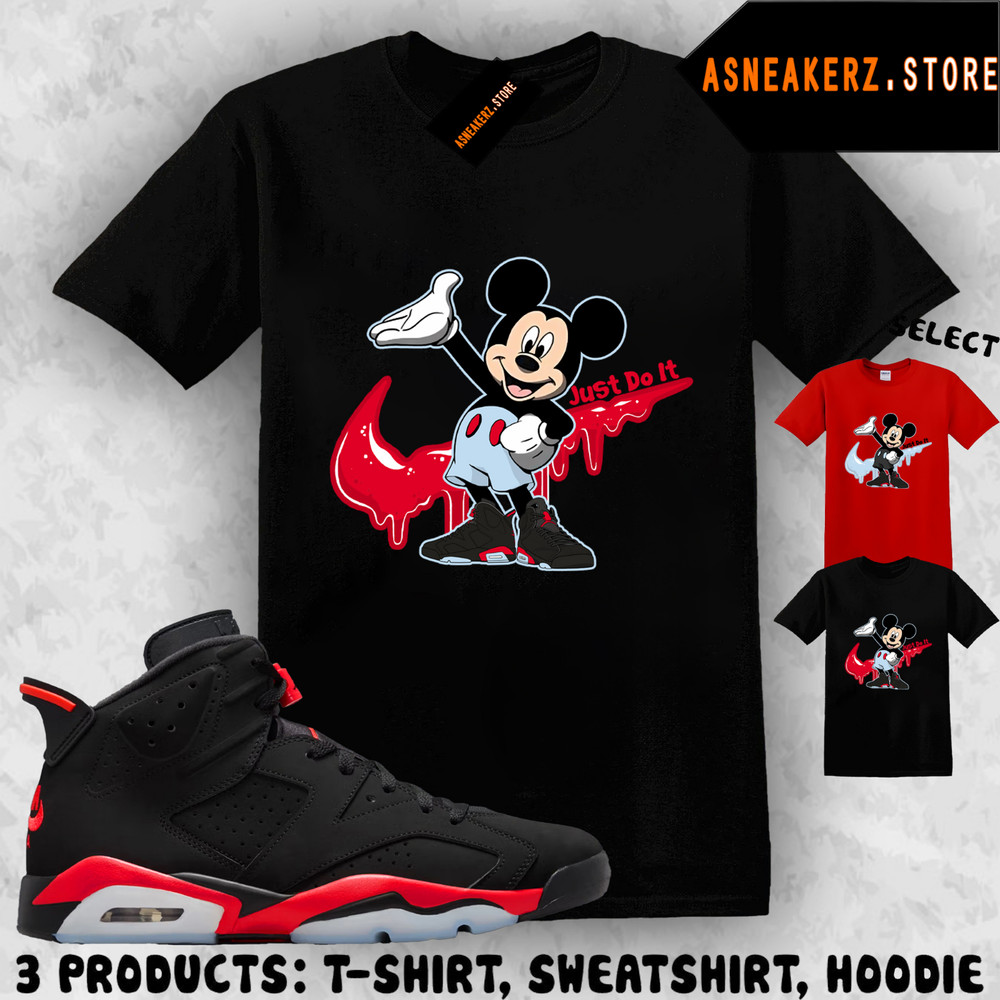 Drip M Mouse Matching Tee Shirt To Match AJ 6 Reverse Infrared Salesman Sneaker