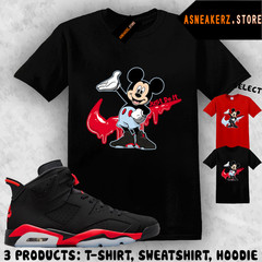 Drip M Mouse Matching Tee Shirt To Match AJ 6 Reverse Infrared Salesman Sneaker