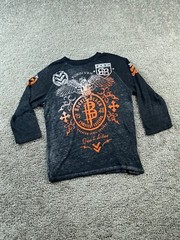 Buckle Black Shirt Mens Small Black Orange Lightweight Biker Motorcycle READ