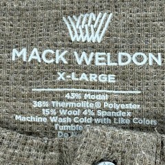 Mack Weldon Henley Shirt Men’s XL Brown Waffle Knit Long Sleeve
