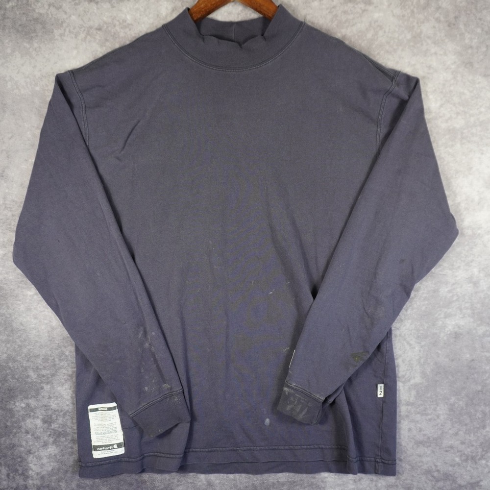 Carhartt Men’s Large Flame-Resistant Long Sleeve Shirt Blue FR FLAWED