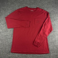 Vineyard Vines Mens Long Sleeve Whale Pocket T-Shirt Red Size Large