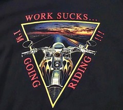 Vintage Harley Motorcycle Work Sucks I’m Going Riding Jackson Hole T-Shirt Sz L