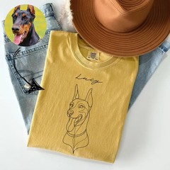 Custom Pet Outline Comfort Tee Personalized Dog Cat Animal Portrait Shirt Gift