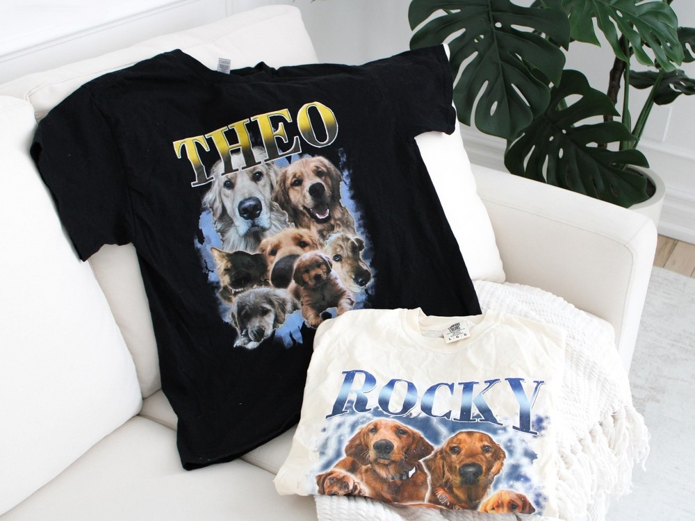 Custom Pet Photo Shirt Personalized Dog Cat Portrait Vintage Bootleg Tee