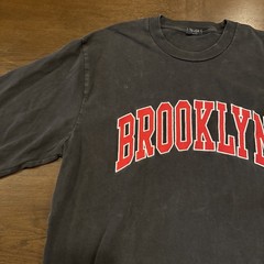 Brandy Melville John Galt Brooklyn Oversized Tee Large – Black & Red Sewn On