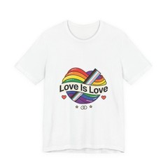 Love Is Love Tee | LGBTQ+ Pride, pastel rainbow heart, queer joy
