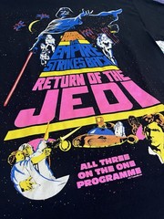 Star Wars Empire Strikes Back Return of the Jedi Graphic Tee Neon Black (Large)