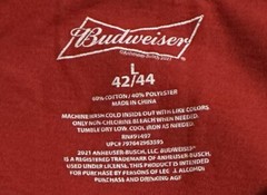 Budweiser Shirt Sleeveless Men Large Red Pit To Pit 22.5in. & L 28in.