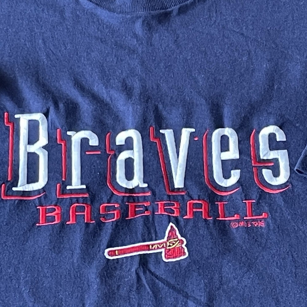 Vintage Atlanta Braves T Shirt 1998 Men’s XL Navy Blue Pro Player MLB Baseball