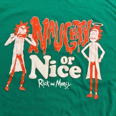 Rick and Morty Naughty or Nice T Shirt Green Mens 2X Adult Swim Ripple Junction