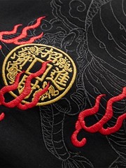 Men Embroidery Dragon T Shirt Hip Hop Streetwear Cotton Short Sleeve Tee