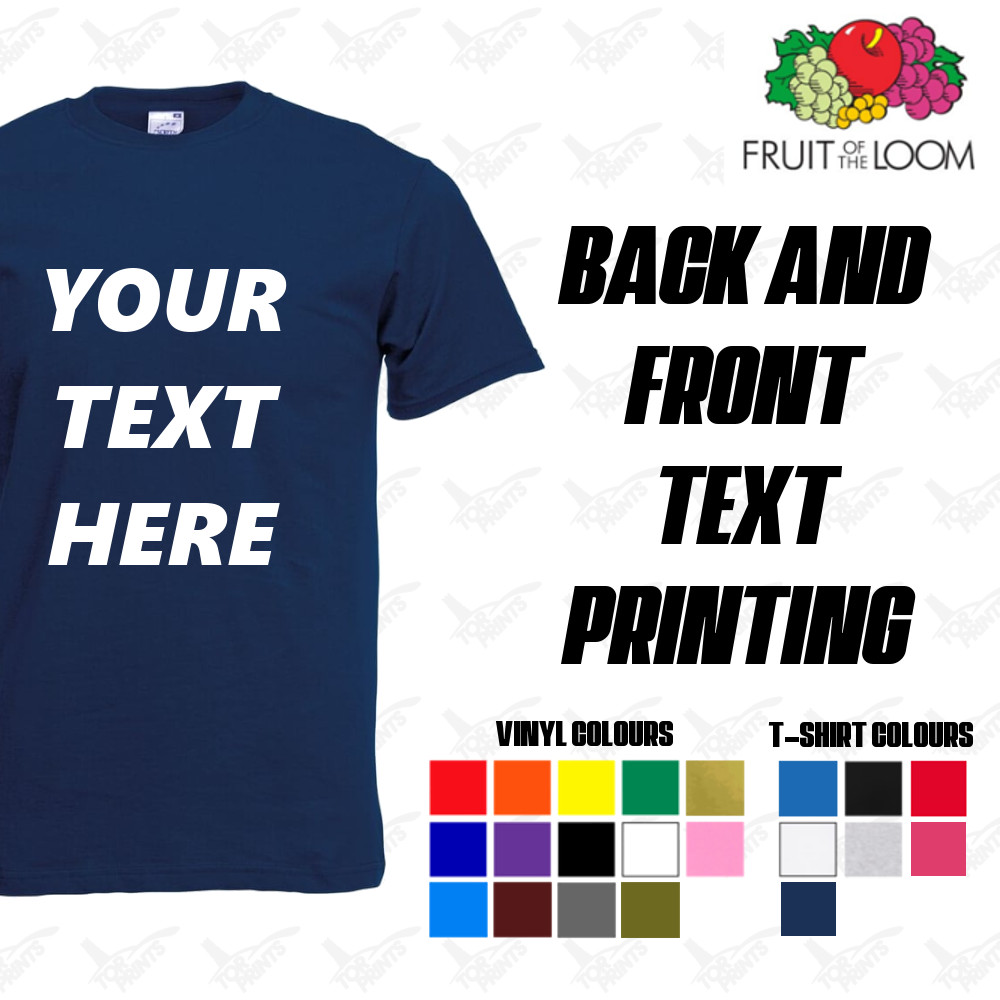 Personalised / Custom T-Shirt with Your Text Printed TShirt Unisex Vinyl