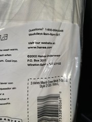 NEW Vintage Hanes Men’s Pack of 3 T-Shirts Crew Neck White Large 2002 Tagless