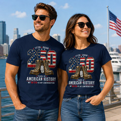 250 Years-Veteran Tribute Boots Dog Tag Heritage T-Shirt 4th of July